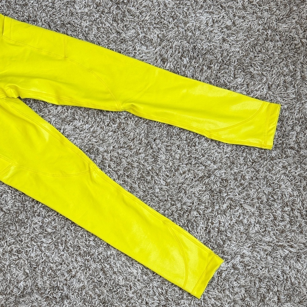 Zyia Active Leggings with Pockets Metallic Bright Yellow size 2 - Picture 6 of 14